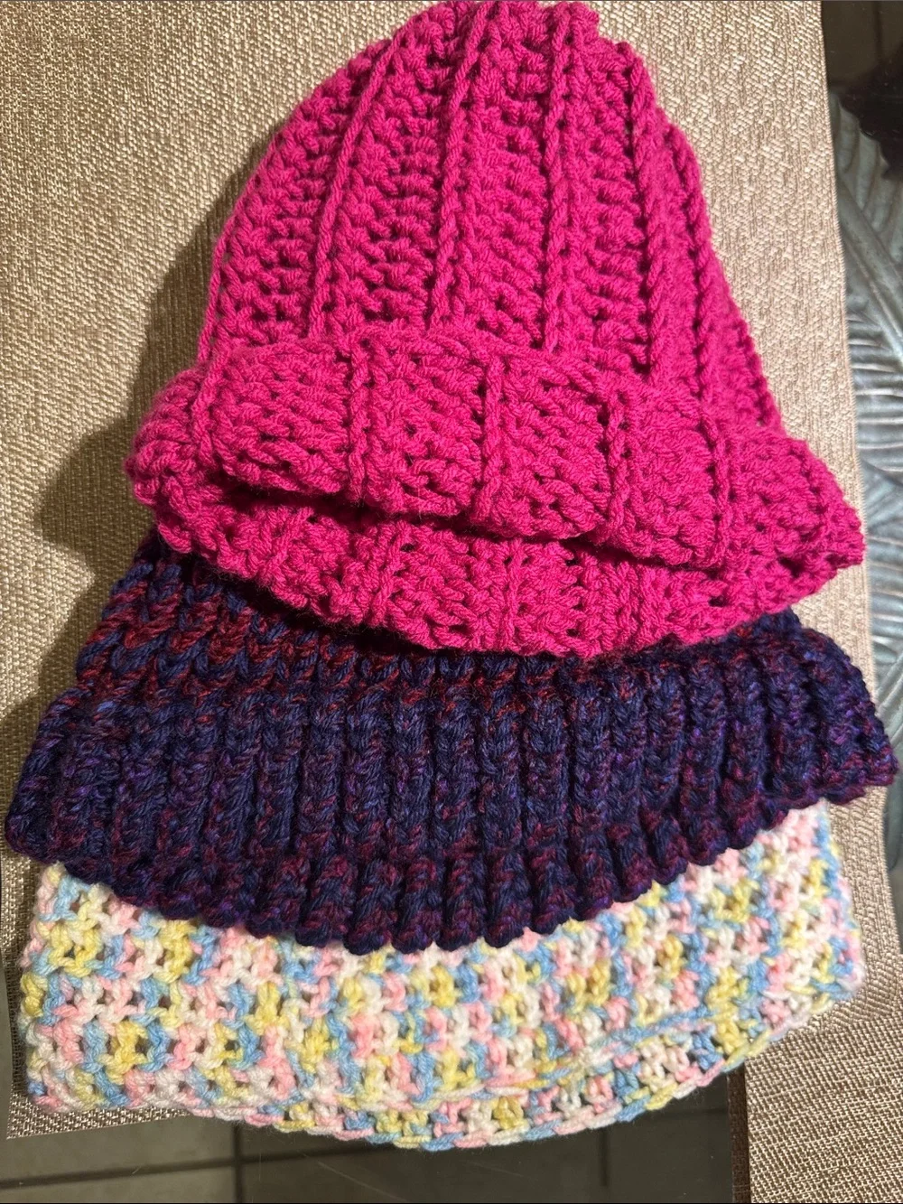Handmade Multicolor Crochet adult- Pastel Pink, Blue & purple
